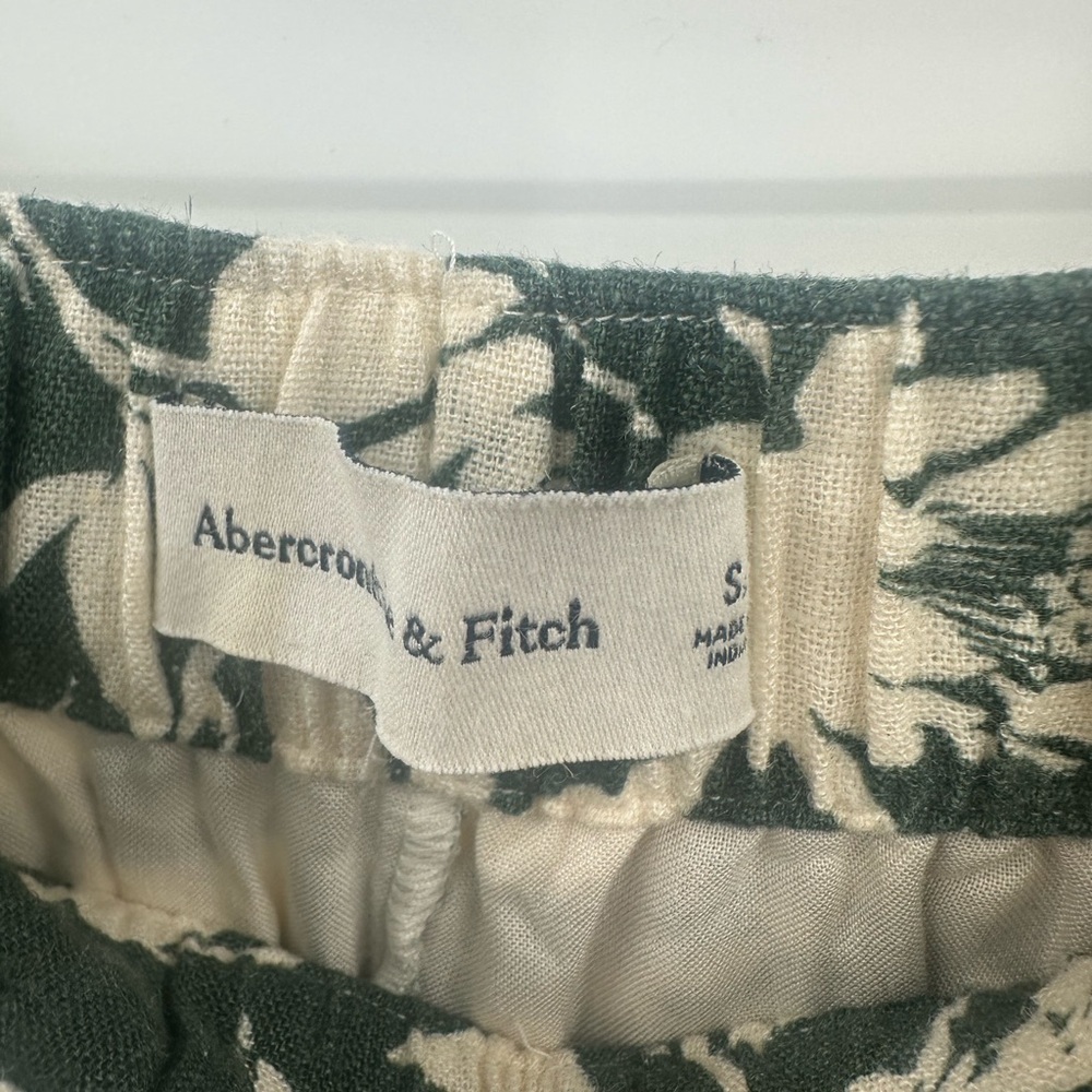 Abercrombie & Fitch Women's‎ Green Floral Linen Blend Pull On Pants Size Small - Picture 4 of 5